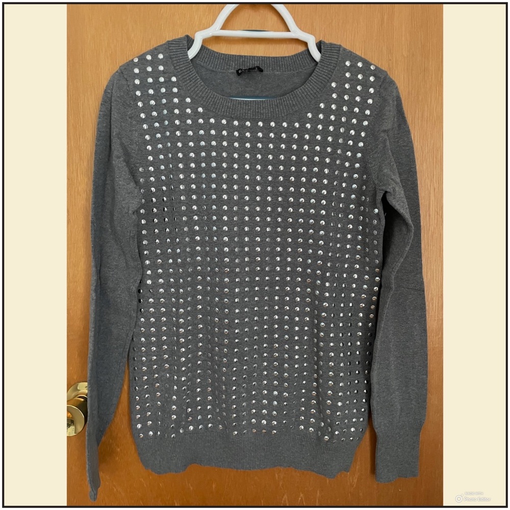 Express fashion studded gray sweater